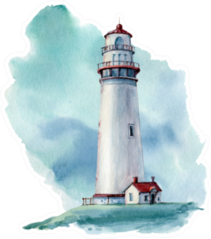 Hand Drawn Watercolor Lighthouse Illustration Sticker