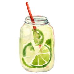 Hand Drawn Watercolor Lime Cocktail In Jar Sticker