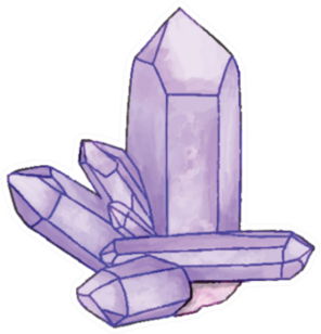 Hand Drawn Watercolor Purple Amethyst Crystal Jewel Sticker