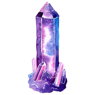 Hand Drawn Watercolor Purple Crystal Sticker