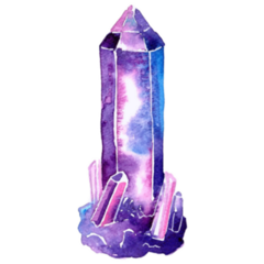 Hand Drawn Watercolor Purple Crystal Sticker