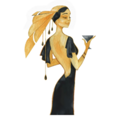 Hand Drawn Watercolor Woman Of The 20s Vintage Sticker