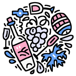 Hand Drawn Wine Elements Illustration Sticker