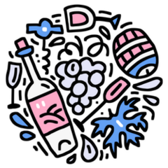 Hand Drawn Wine Elements Illustration Sticker