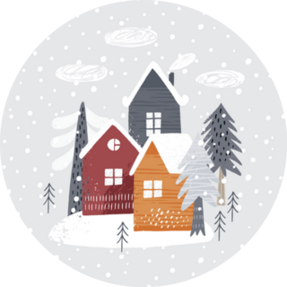 Hand Drawn Winter Houses Sticker