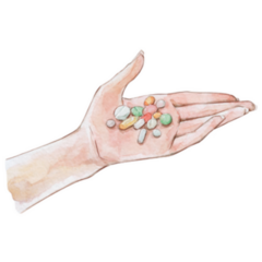Hand Full Of Pills Watercolor Overdose Awareness Art Sticker