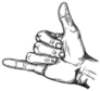 Hand Gesture Sketch Shaka Sign Sticker