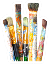 Hand Hold Brushes And Art Supplies Sticker