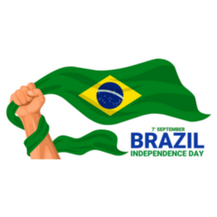 Hand Holding Brazil Flag Independence Day Sticker