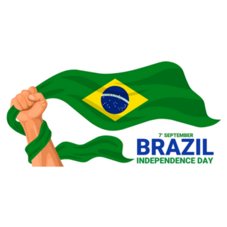 Hand Holding Brazil Flag Independence Day Sticker