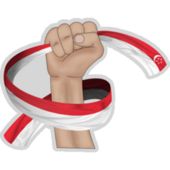 Hand Holding Flag Of Singapore Sticker