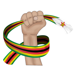Hand Holding Flag Of Zimbabwe Sticker