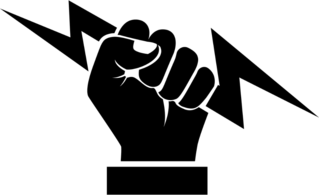 Hand Holding Lightning Bolt Sticker