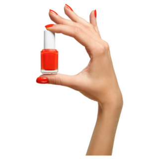 Hand Holding Red Nail Polish Sticker