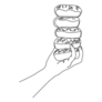 Hand Holding Stack Of Donuts Sticker