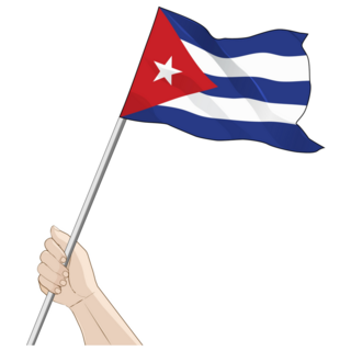 Hand Holds Cuba Flag Sticker