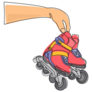 Hand Holds Rollerblade Sticker