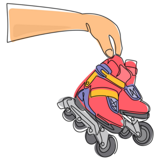 Hand Holds Rollerblade Sticker