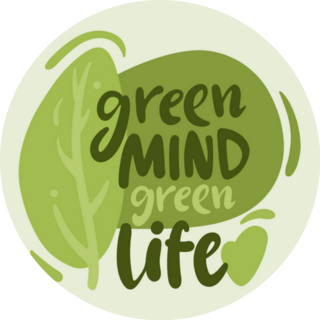 Hand Lettering ]Green Mind Green Life Sticker