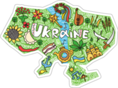 Hand Lettering Map Of Ukraine Sticker