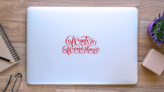 Hand Lettering Winter Wonderland Typography Sticker on a Laptop (New) example