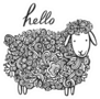 Hand Lettering Word  Hello And A Lovely Lamb In Flowers Sticker