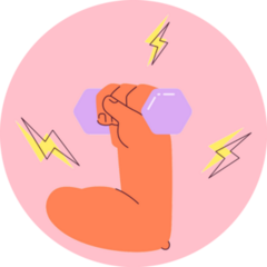 Hand Lifting Weights With Lightning Bolt Sticker