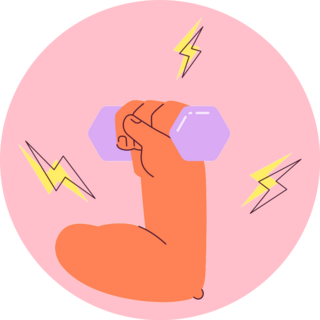 Hand Lifting Weights With Lightning Bolt Sticker