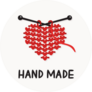 Hand Made Knit Label With Red Heart Sticker