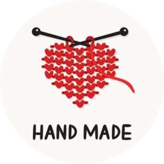 Hand Made Knit Label With Red Heart Sticker