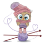 Hand Made Knitting Cute Owl Cartoon Sticker