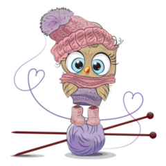 Hand Made Knitting Cute Owl Cartoon Sticker