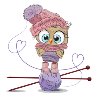 Hand Made Knitting Cute Owl Cartoon Sticker