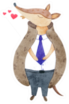 Hand-painted Watercolor Armadillo Boy With Hearts Sticker