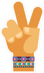 Hand Peace Sign Hippie Sticker