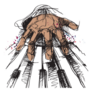 Hand Playing The Piano Music Illustration Sticker