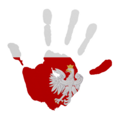 Hand Print In Colors Of National Flag Poland Sticker