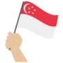 Hand Raising The National Flag Of Singapore Sticker
