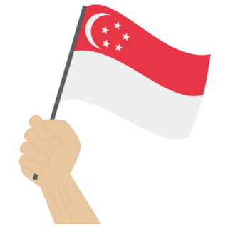 Hand Raising The National Flag Of Singapore Sticker