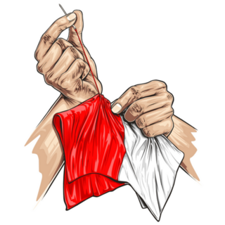 Hand Sewing Indonesian National Flag Sticker