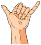 Hand Shoving Shaka Gesture Detailed Illustration Sticker