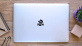 Hand Sketched All Seeing Eye Pyramid With Whales Sticker on a Laptop (New) example