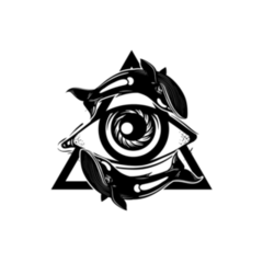 Hand Sketched All Seeing Eye Pyramid With Whales Sticker