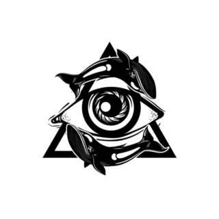 Hand Sketched All Seeing Eye Pyramid With Whales Sticker