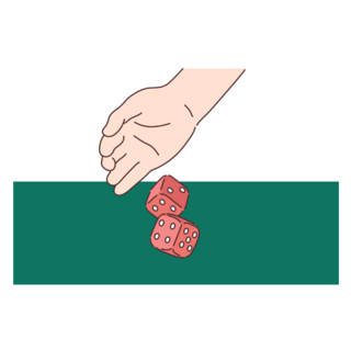 Hand Throwing Red Game Cubes Sticker