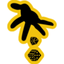 Hand Throws Dice On Yellow Sticker