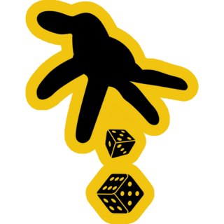 Hand Throws Dice On Yellow Sticker