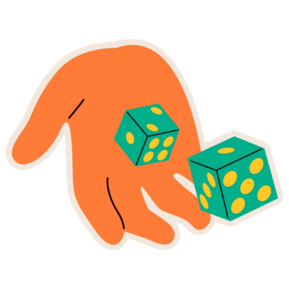 Hand Throws Green Dice Sticker
