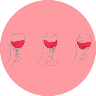 Hand With A Glass Of Red Wine Three Ways Sticker