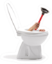 Hand With A Rubber Plunger Sticking Out Of Toilet Sticker